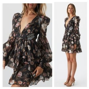BARDOT REIGN MINI FLORAL DRESS IN DARK VINT XL 10